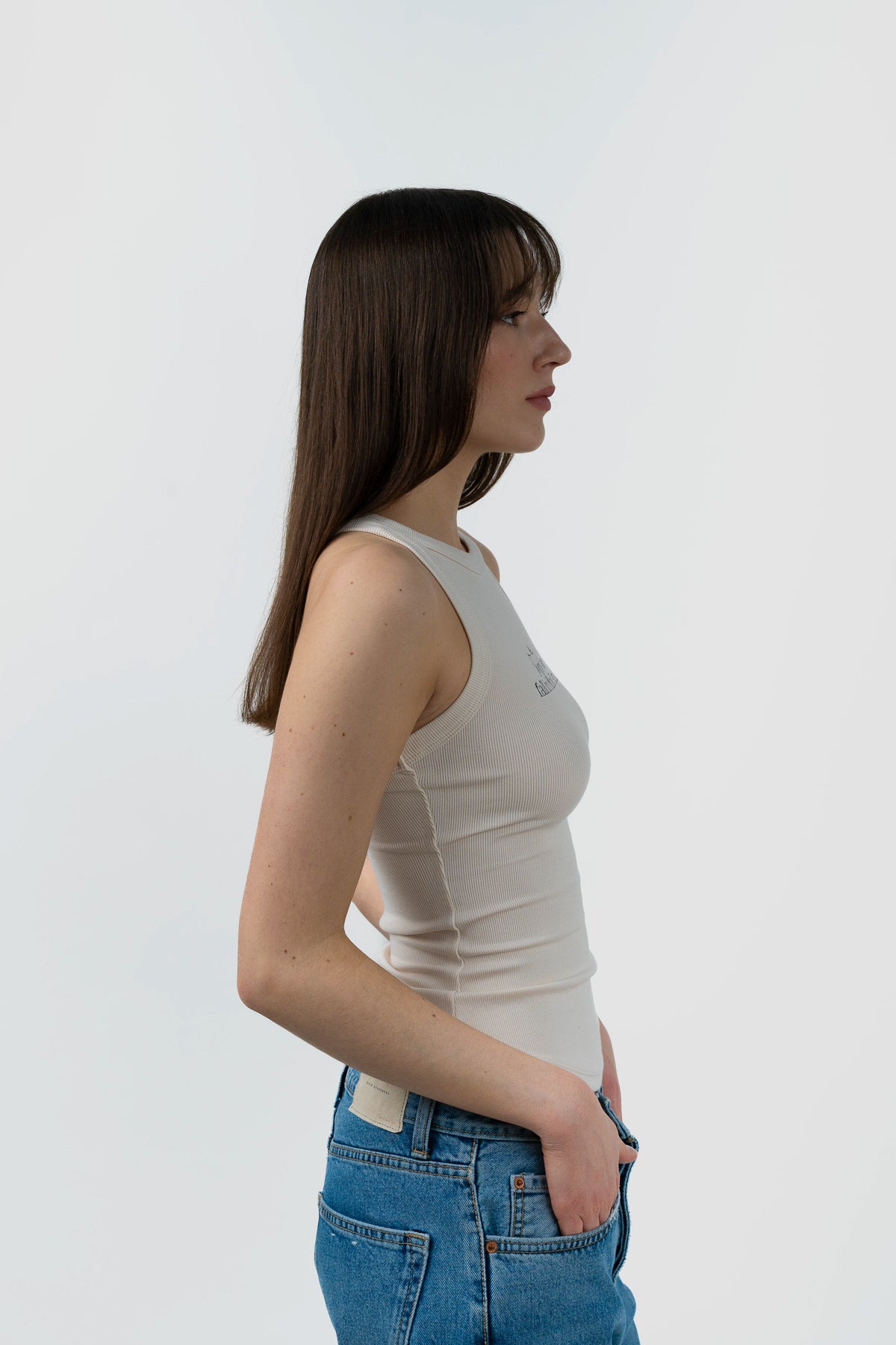T-shirt beige en coton imprimé IDILICA