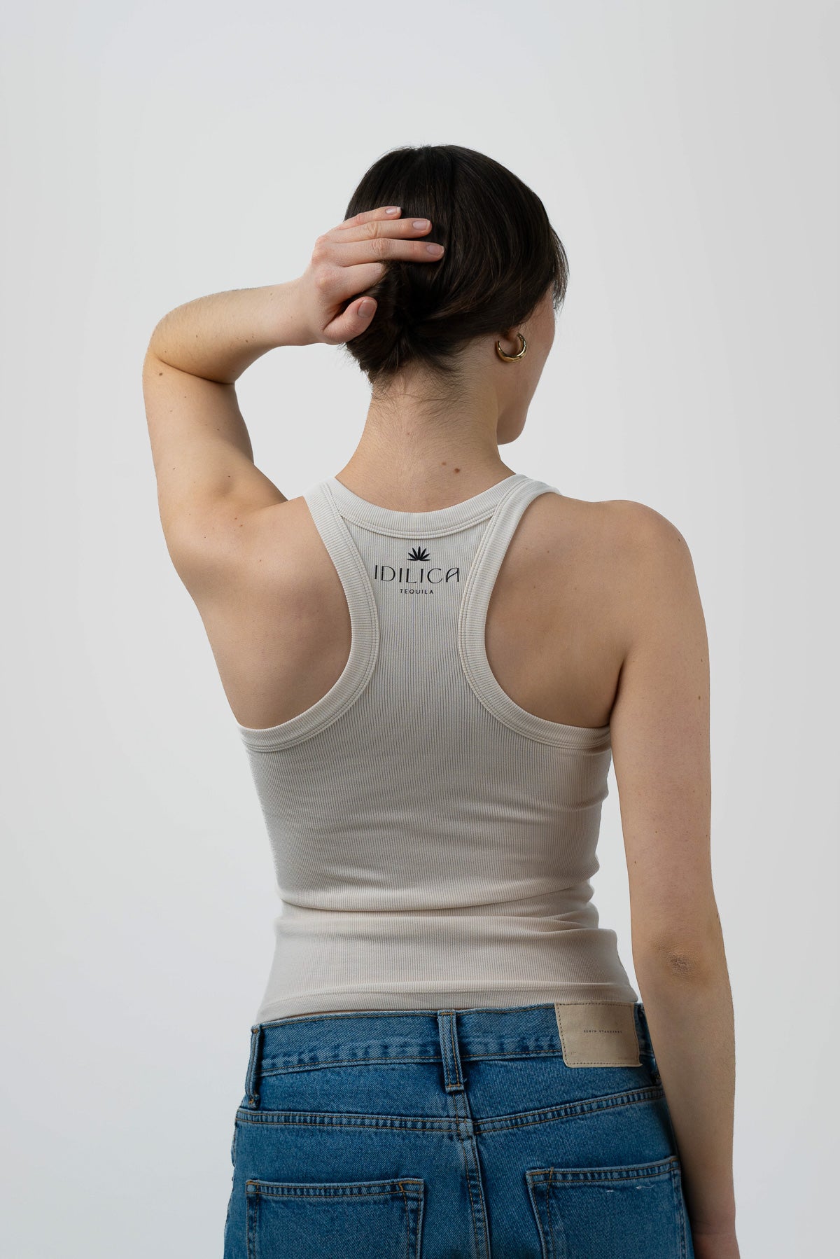 T-shirt beige en coton imprimé IDILICA