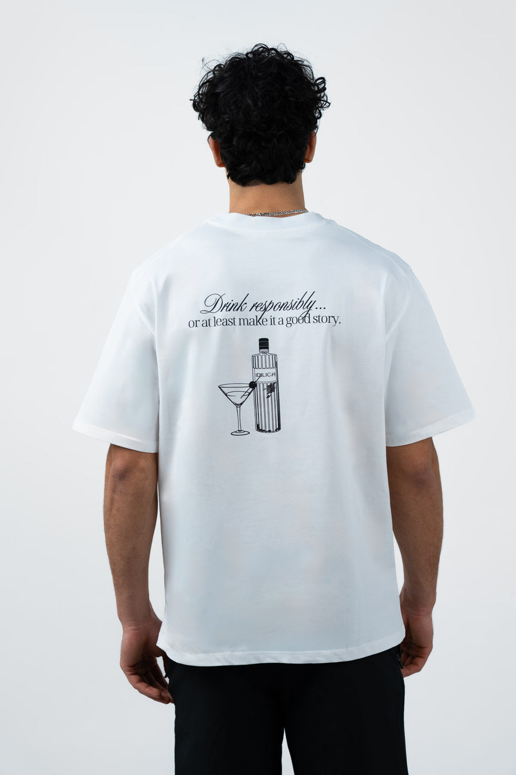T-shirt blanc en coton imprimé IDILICA